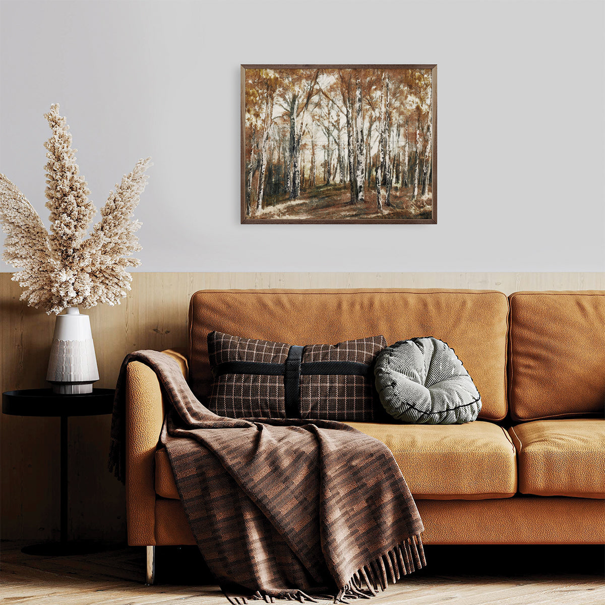 Rusted Hearth Birch Trees 1 By Nina Blue Printed and Framed Wall Sign