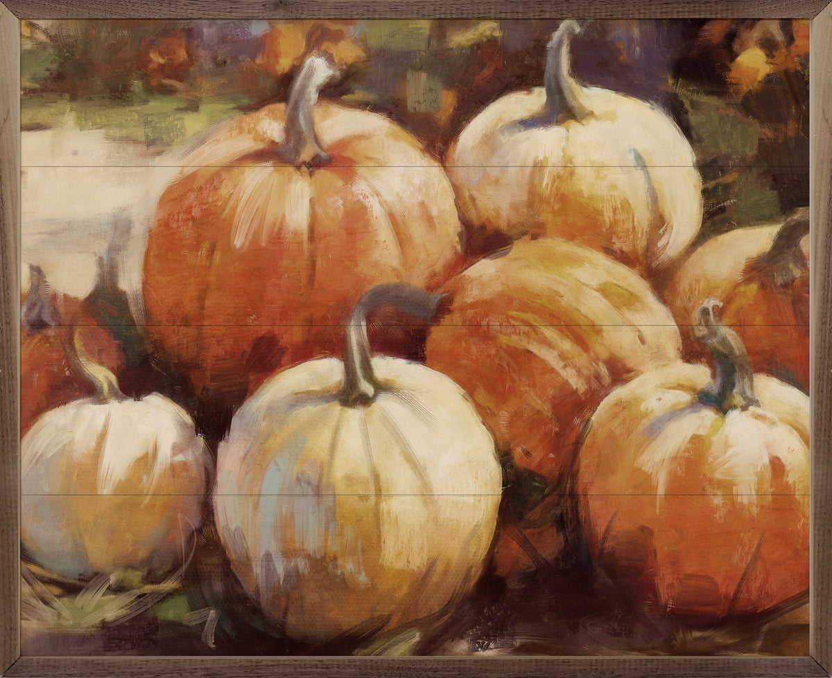 Vintage Pumpkins 1 By Nina Blue Printed and Framed Wall Sign