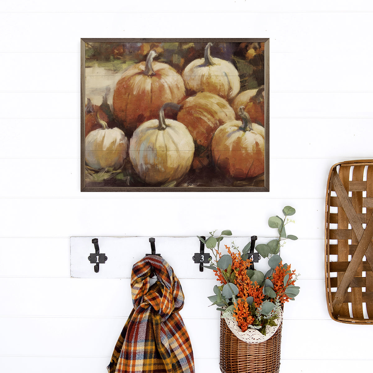 Vintage Pumpkins 1 By Nina Blue Printed and Framed Wall Sign