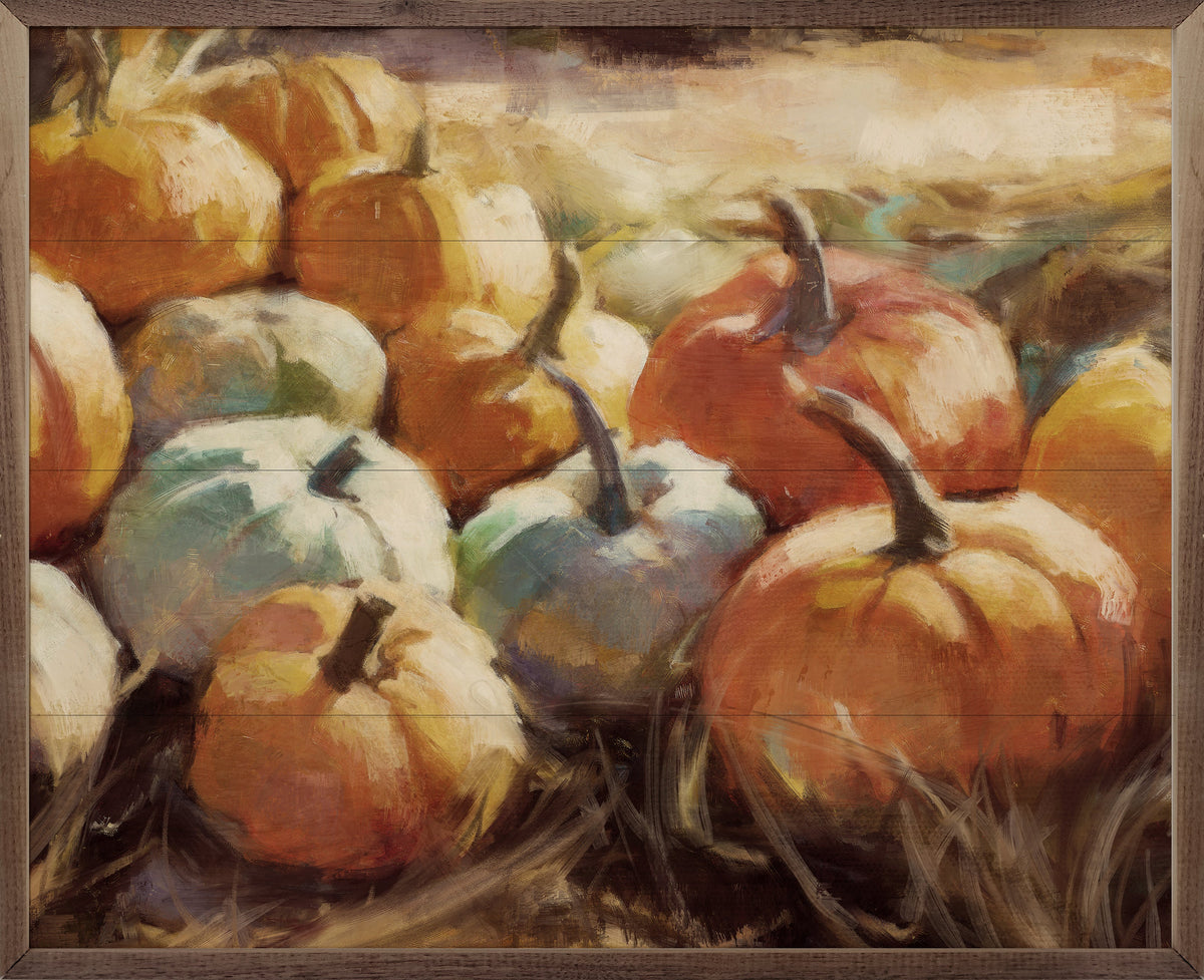Vintage Pumpkins 2 By Nina Blue Printed and Framed Wall Sign