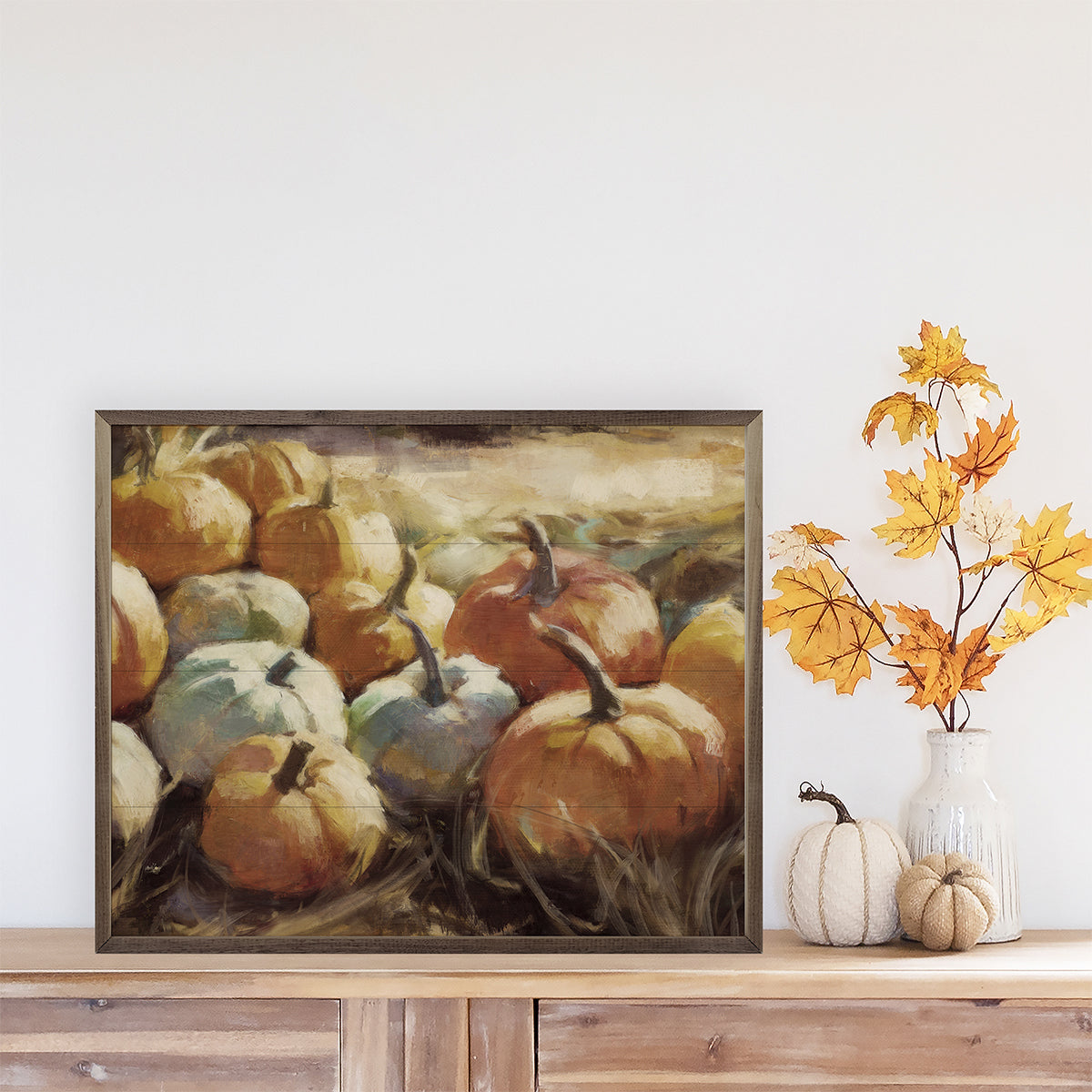 Vintage Pumpkins 2 By Nina Blue Printed and Framed Wall Sign