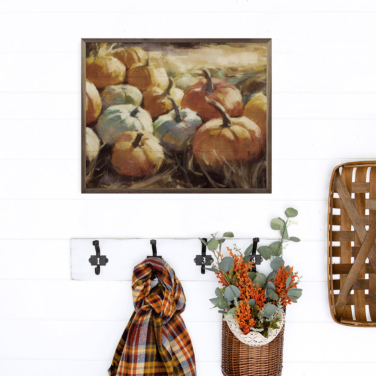 Vintage Pumpkins 2 By Nina Blue Printed and Framed Wall Sign