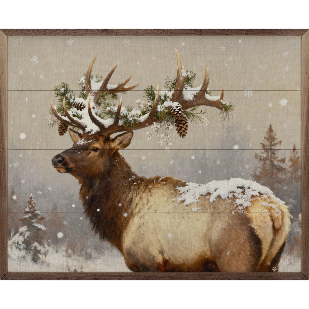 Holiday Elk Printed and Framed Wall Sign