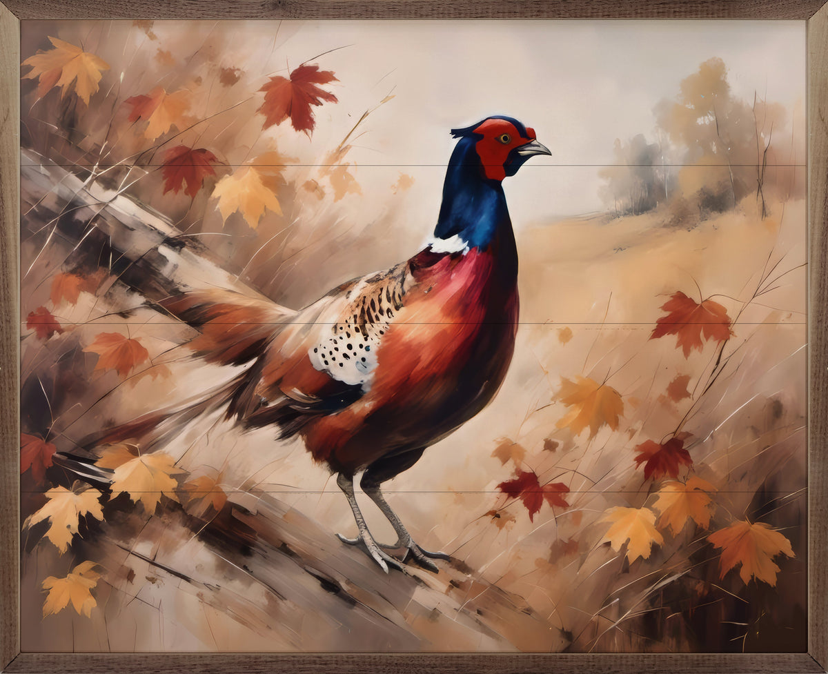 Fall Pheasant Printed and Framed Wall Sign