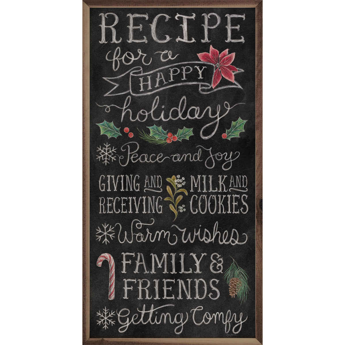 Christmas Chalk Recipe By Mary Urban Printed and Framed Wall Sign