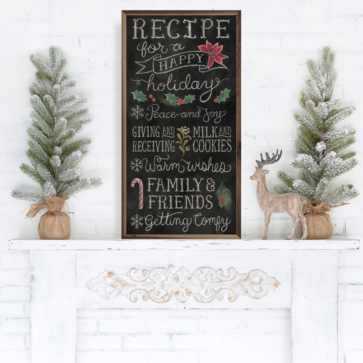Christmas Chalk Recipe By Mary Urban Printed and Framed Wall Sign