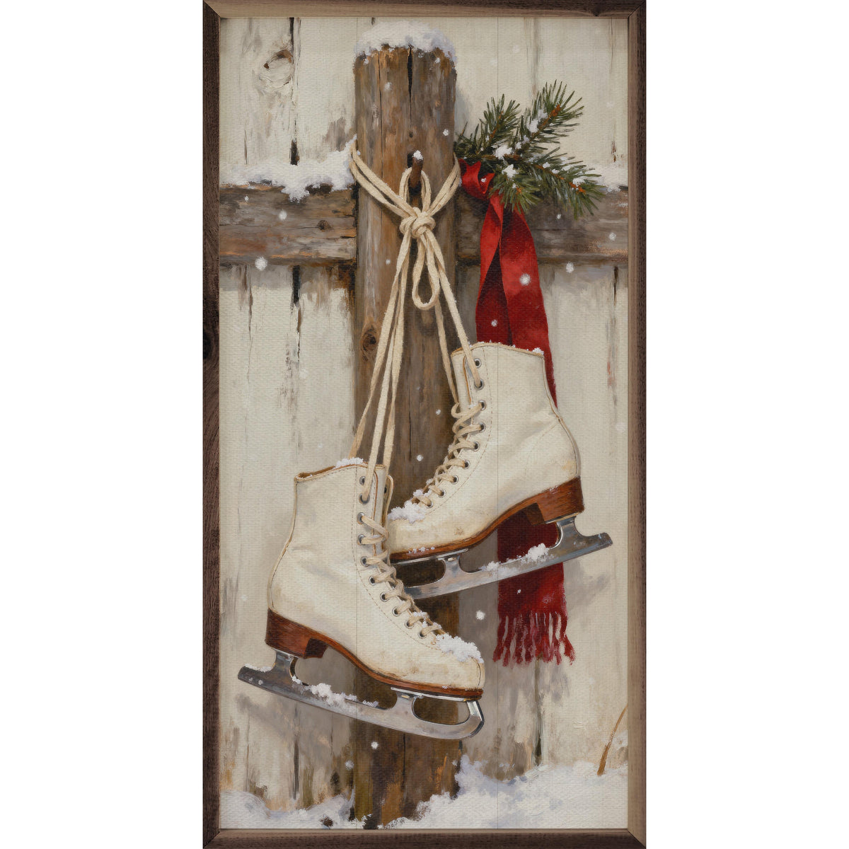 Ice Skates Hanging Printed and Framed Wall Sign
