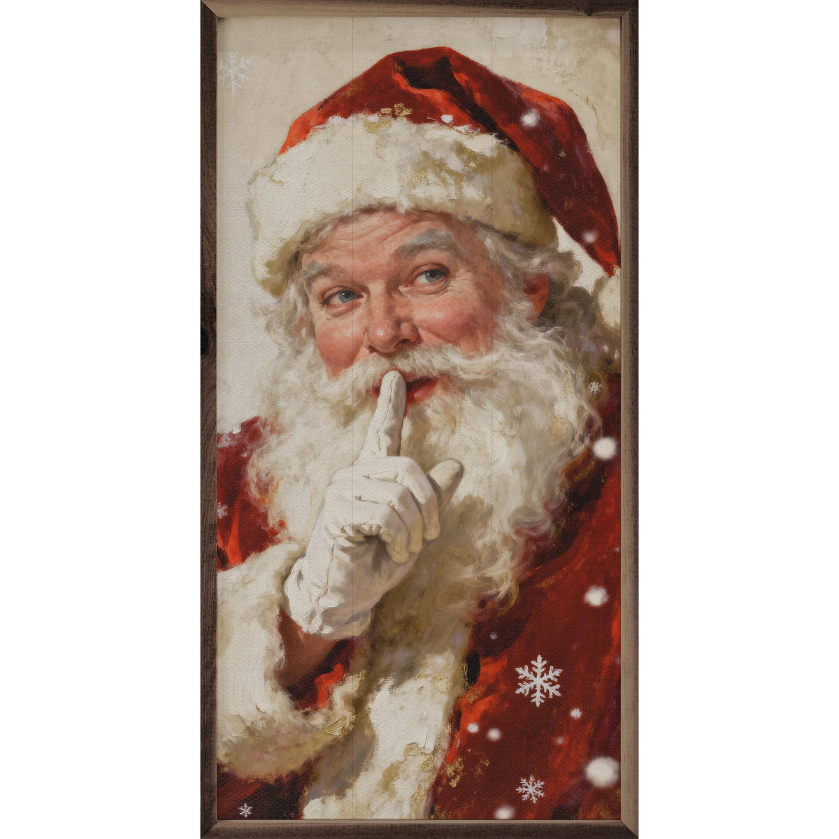 Santa Shh With Snowflakes Printed and Framed Wall Sign