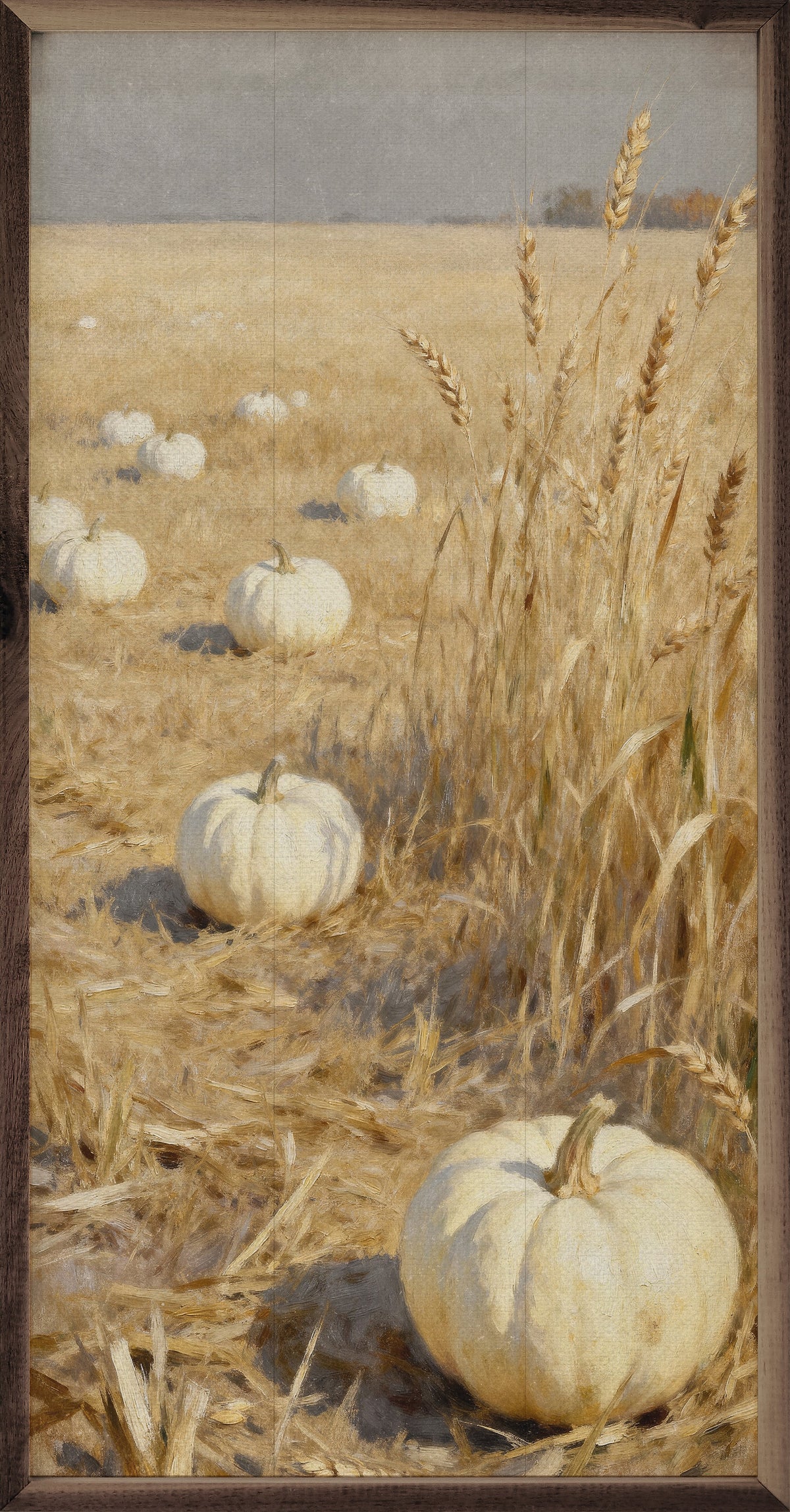 White Pumpkin Patch Narrow Print Printed and Framed Wall Sign
