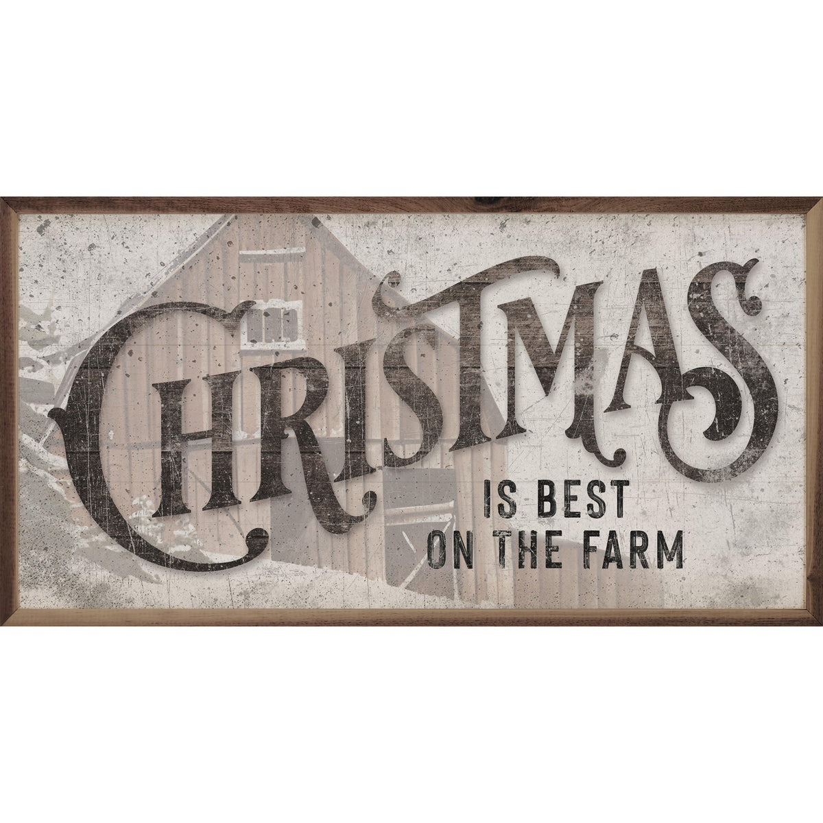 Christmas Is Best On The Farm Barn White Printed and Framed Wall Sign
