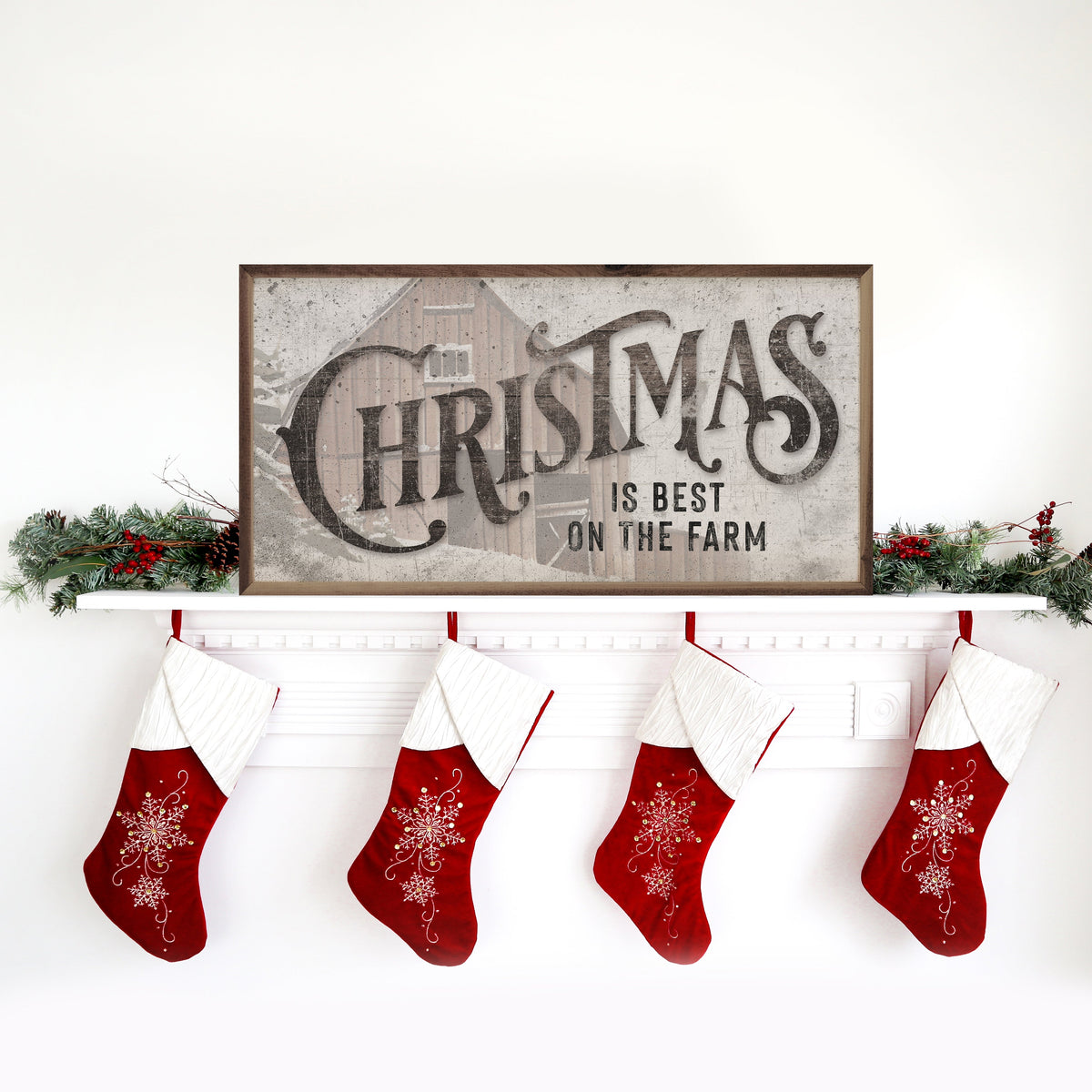 Christmas Is Best On The Farm Barn White Printed and Framed Wall Sign