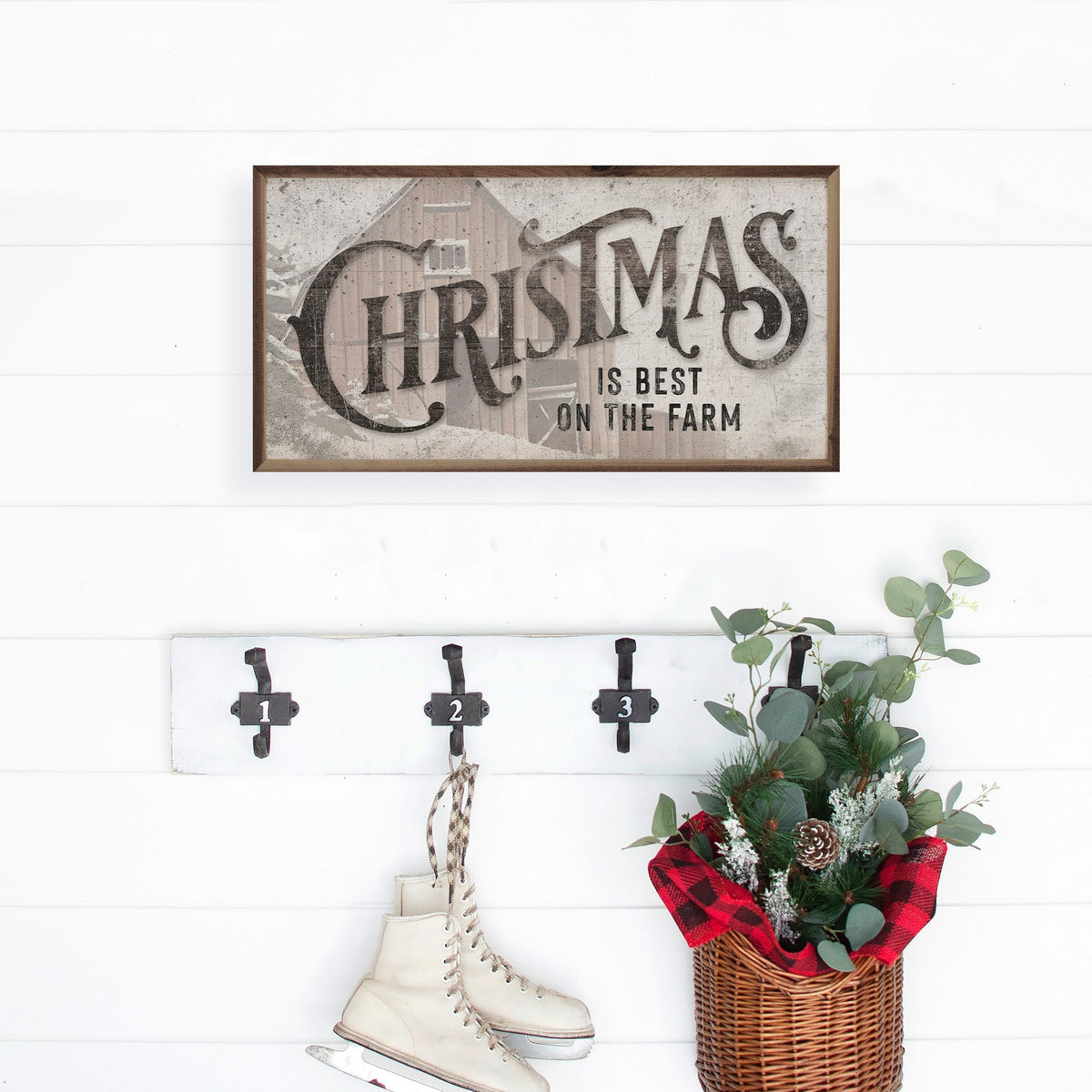 Christmas Is Best On The Farm Barn White Printed and Framed Wall Sign