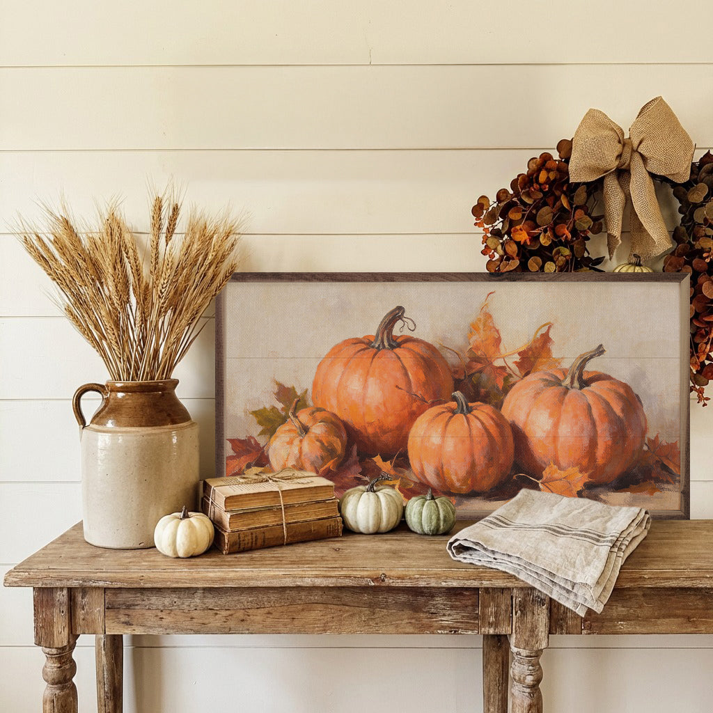 Classic Harvest Pumpkin Still Life Printed and Framed Wall Sign