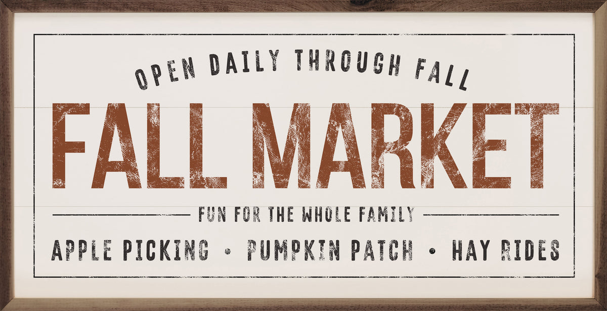 Fall Market White Printed and Framed Wall Sign