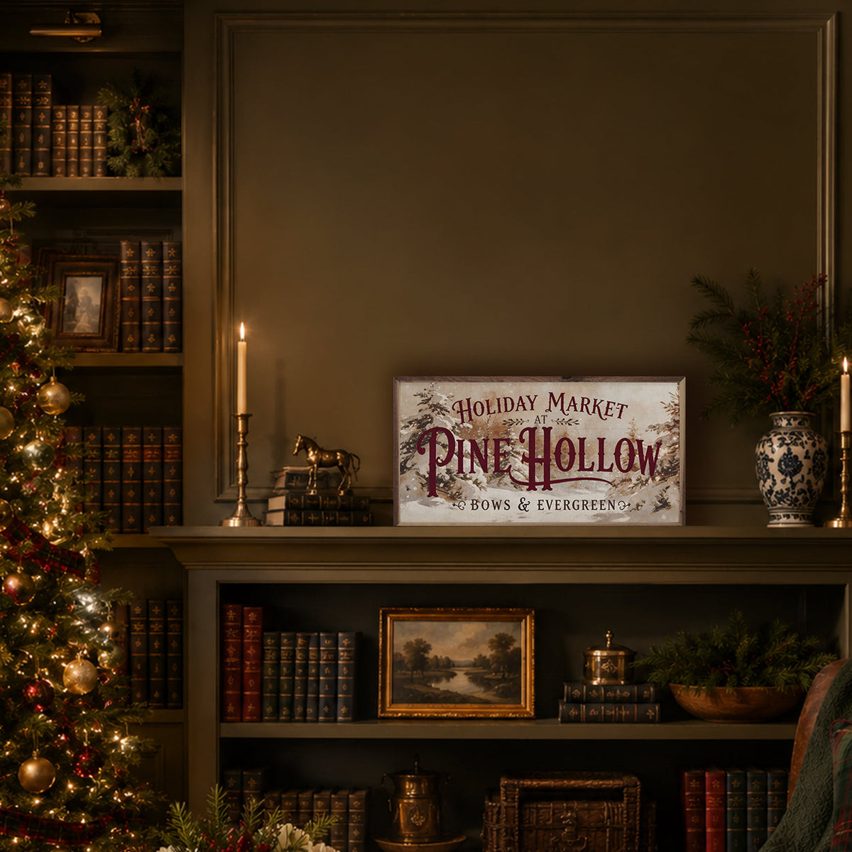 Holiday Market At Pine Hollow Printed and Framed Wall Sign