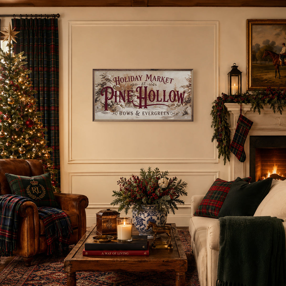 Holiday Market At Pine Hollow Printed and Framed Wall Sign