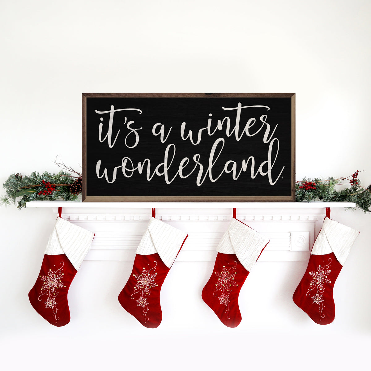 It's A Winter Wonderland Black Printed and Framed Wall Sign