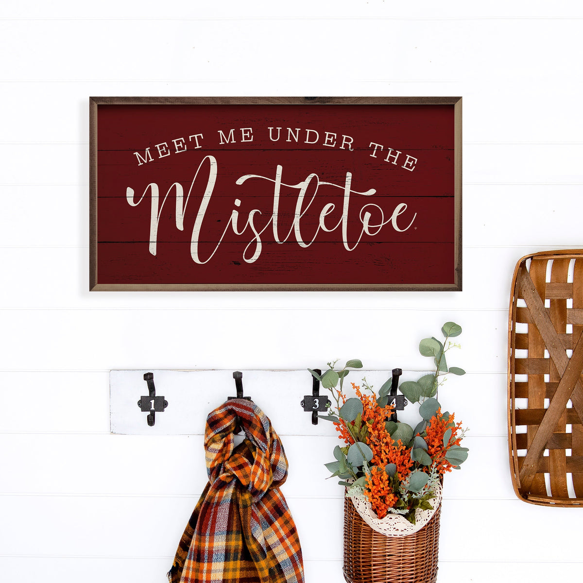 Meet Me Under The Mistletoe Red Printed and Framed Wall Sign