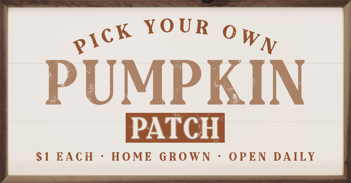 Orange Pick Your Own Pumpkin White Printed and Framed Wall Sign