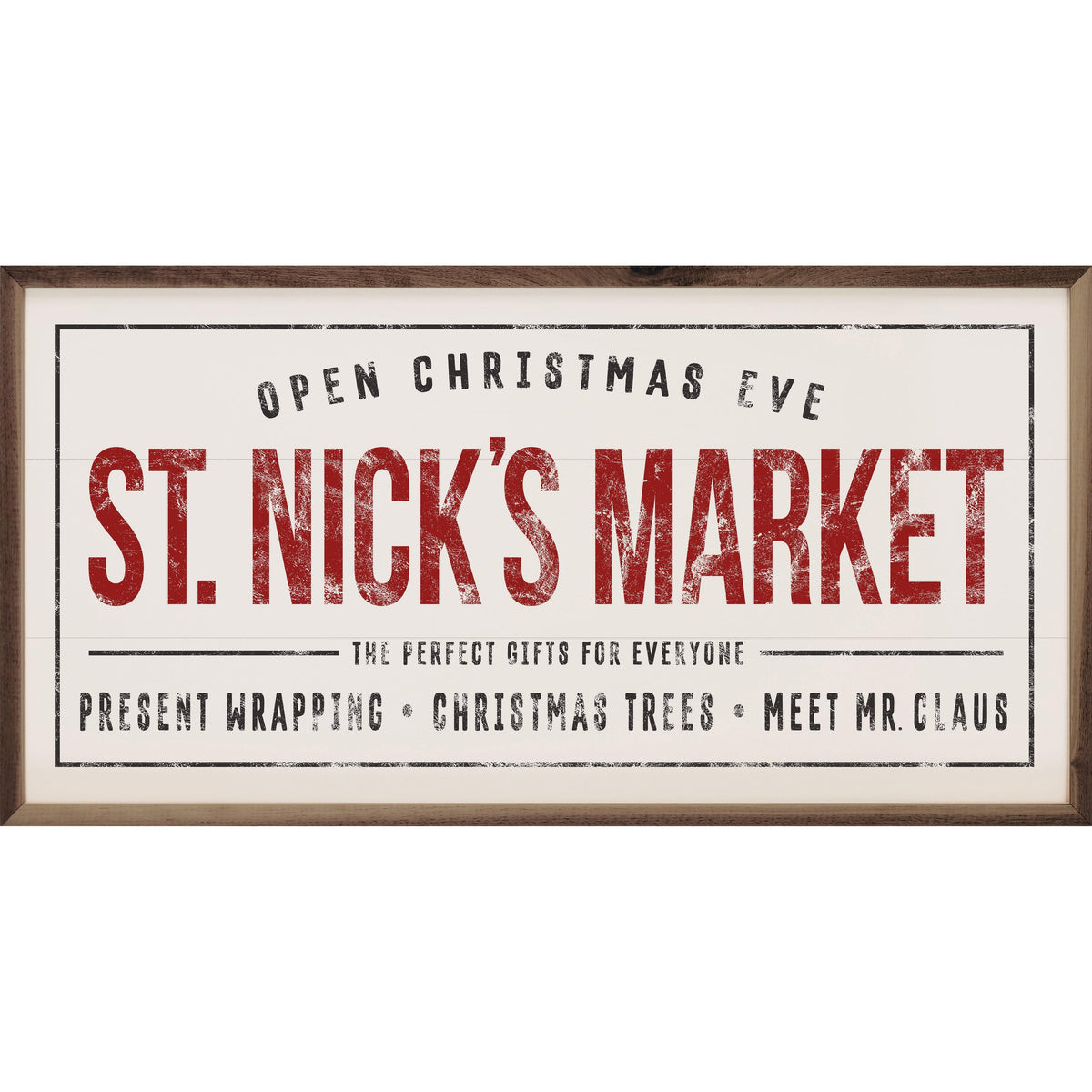 St. Nick's Market White Printed and Framed Wall Sign