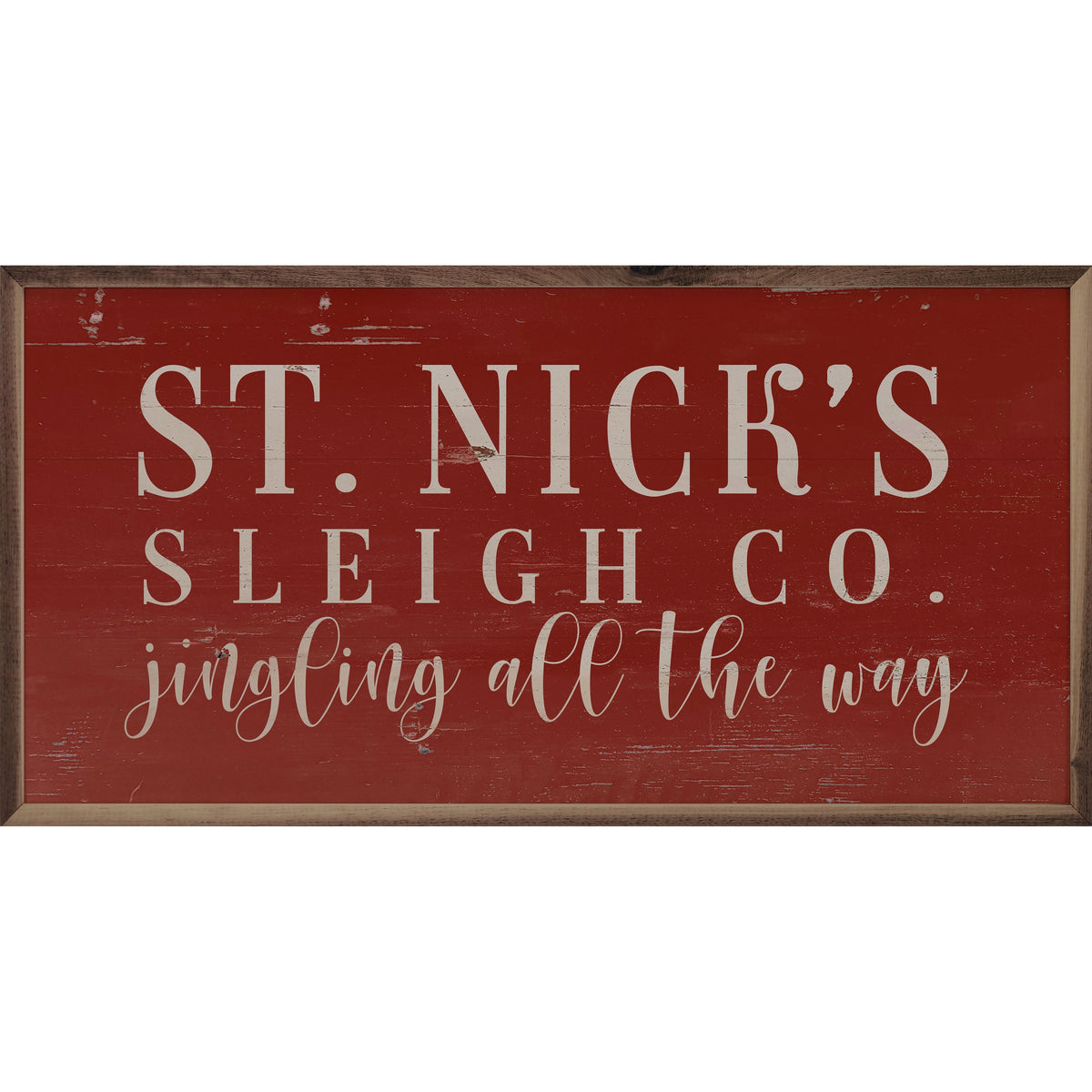 St. Nick's Sleigh Co. Red Printed and Framed Wall Sign