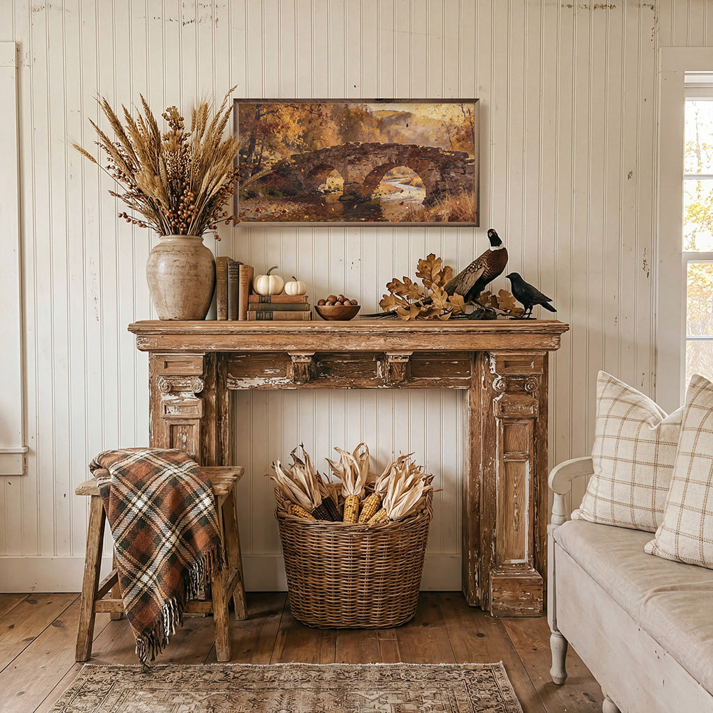 Stone Bridge In Autumn Printed and Framed Wall Sign