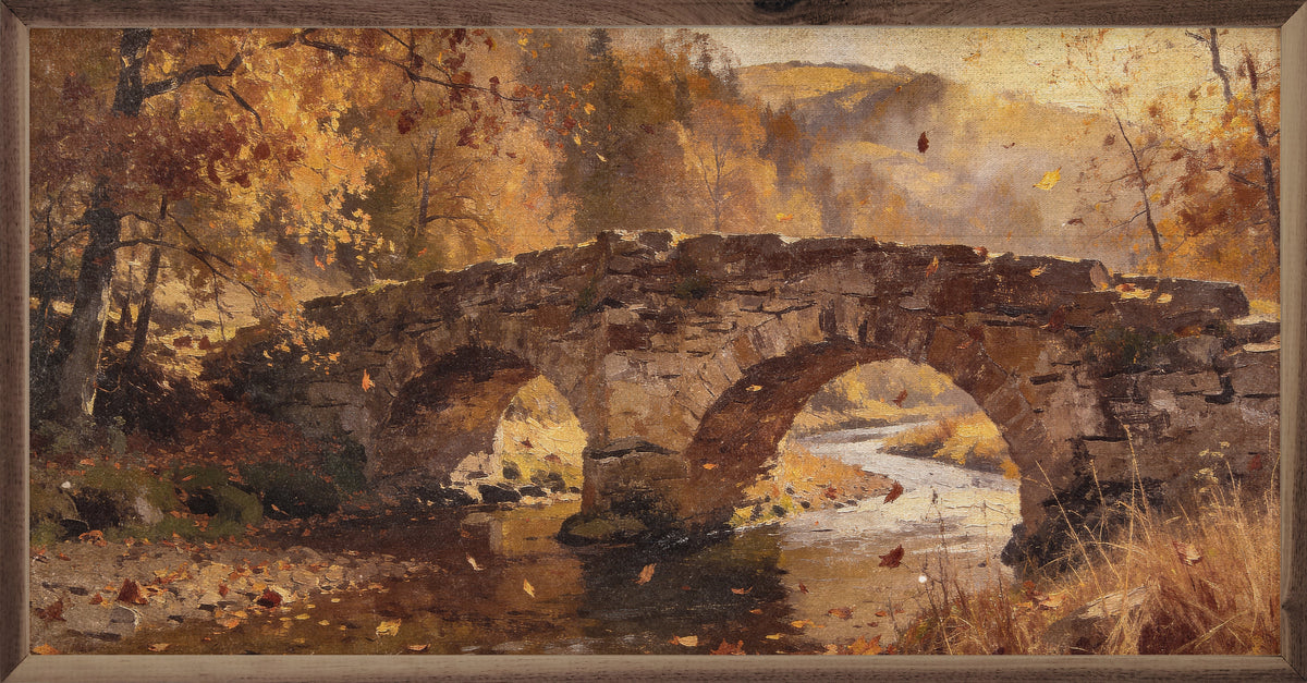 Stone Bridge In Autumn Printed and Framed Wall Sign