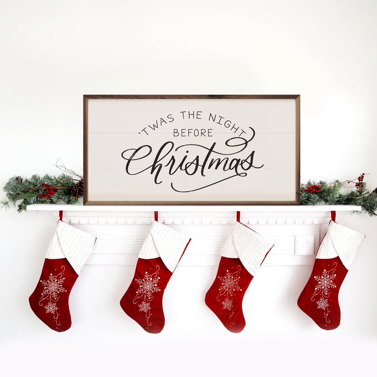Twas The Night Before Christmas Printed and Framed Wall Sign