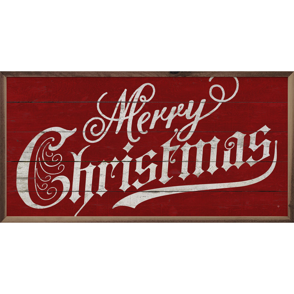 Vintage Merry Christmas Red Printed and Framed Wall Sign