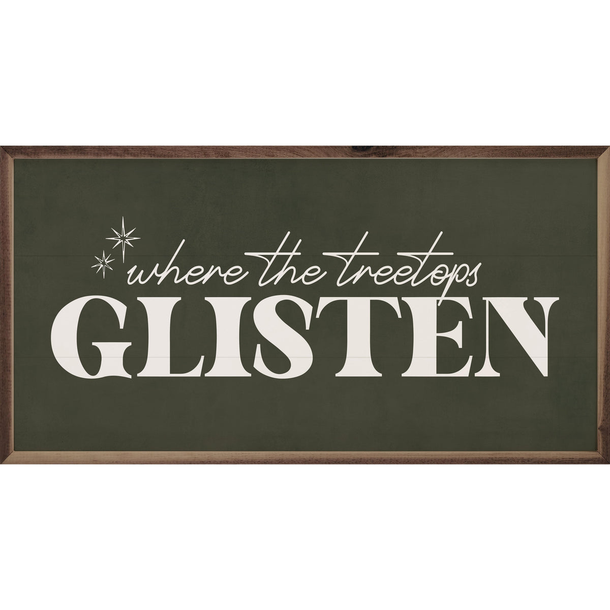 Where The Treetops Glisten Stars Green Printed and Framed Wall Sign
