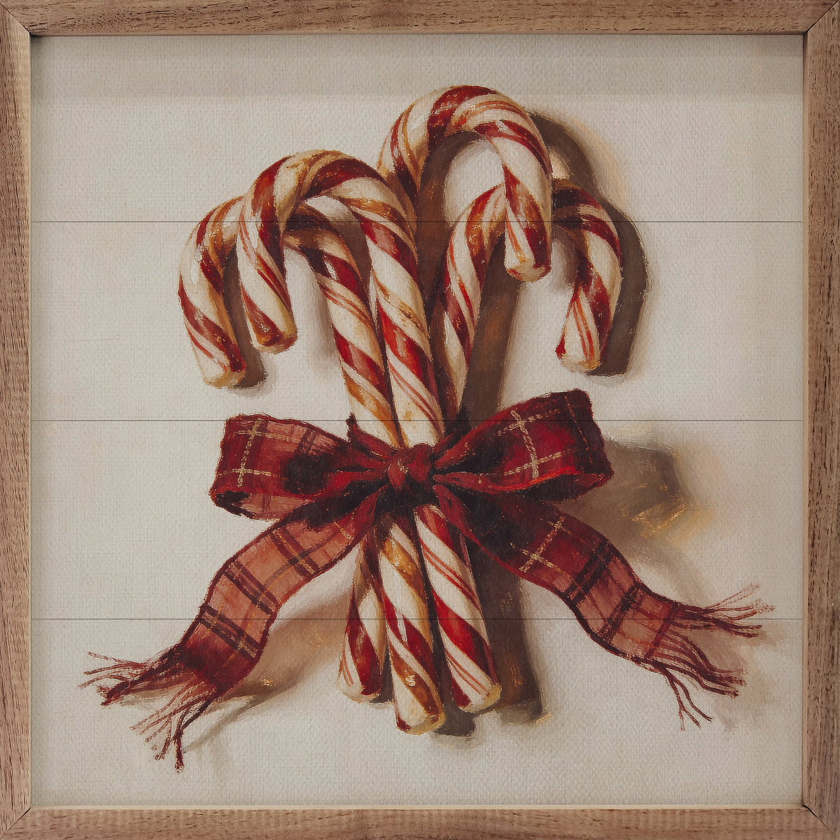 Candy Cane Bow Printed and Framed Wall Sign