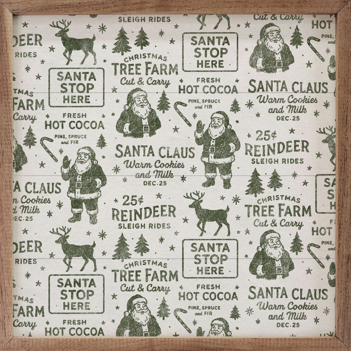 Christmas Pattern White Printed and Framed Wall Sign