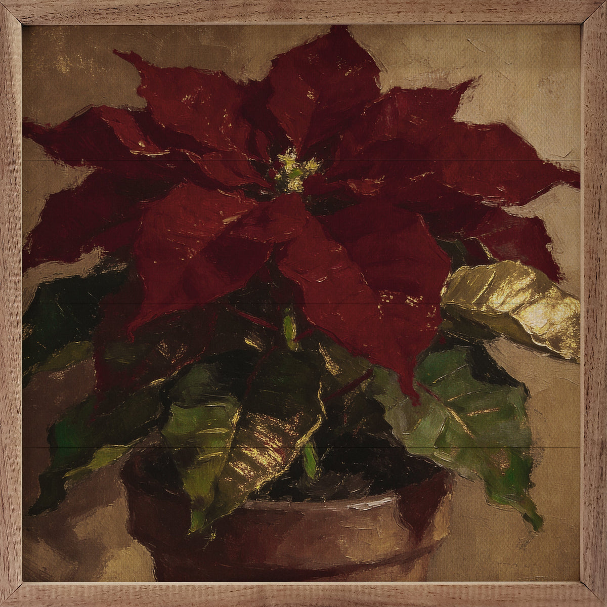 Dark Winter Poinsettia Printed and Framed Wall Sign