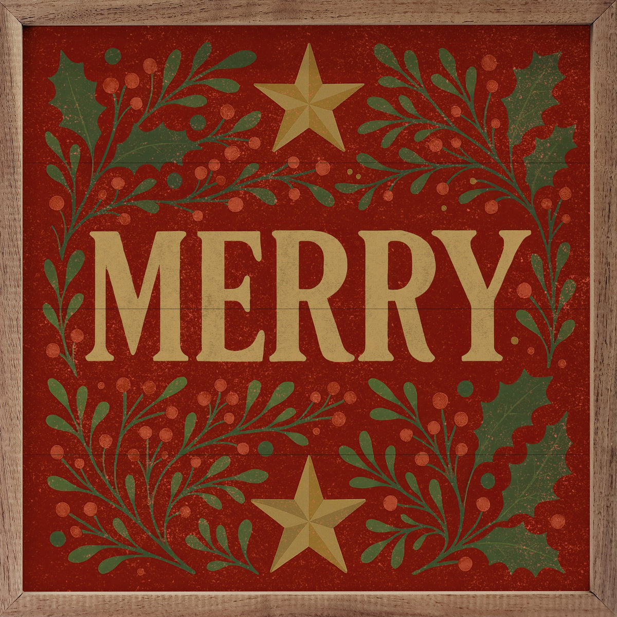 Decorative Merry Printed and Framed Wall Sign
