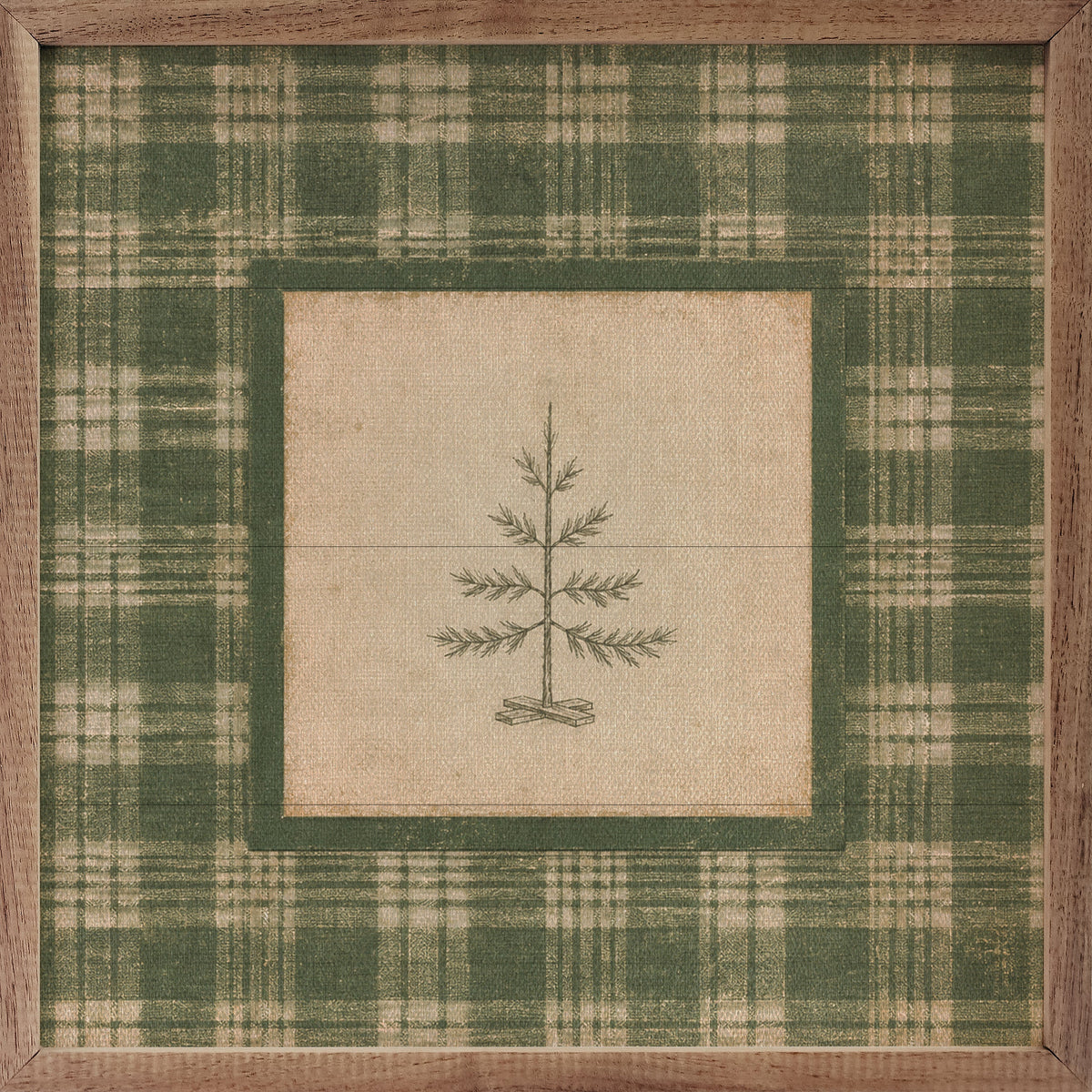 Evergreen Plaid Tree Printed and Framed Wall Sign