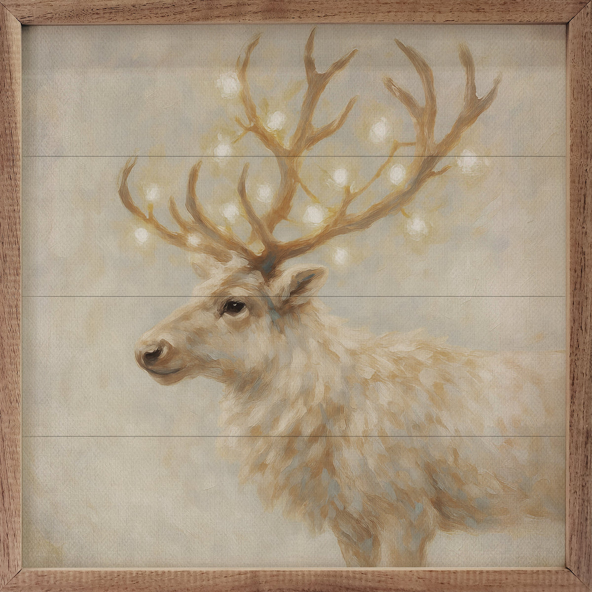 Holiday White Reindeer Printed and Framed Wall Sign