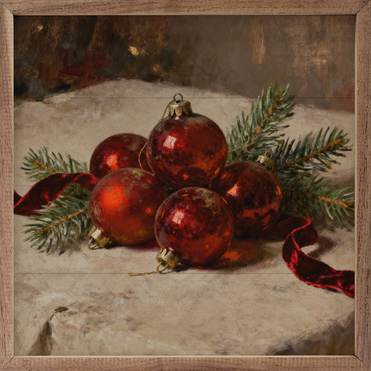 Ornaments Red On Display Printed and Framed Wall Sign