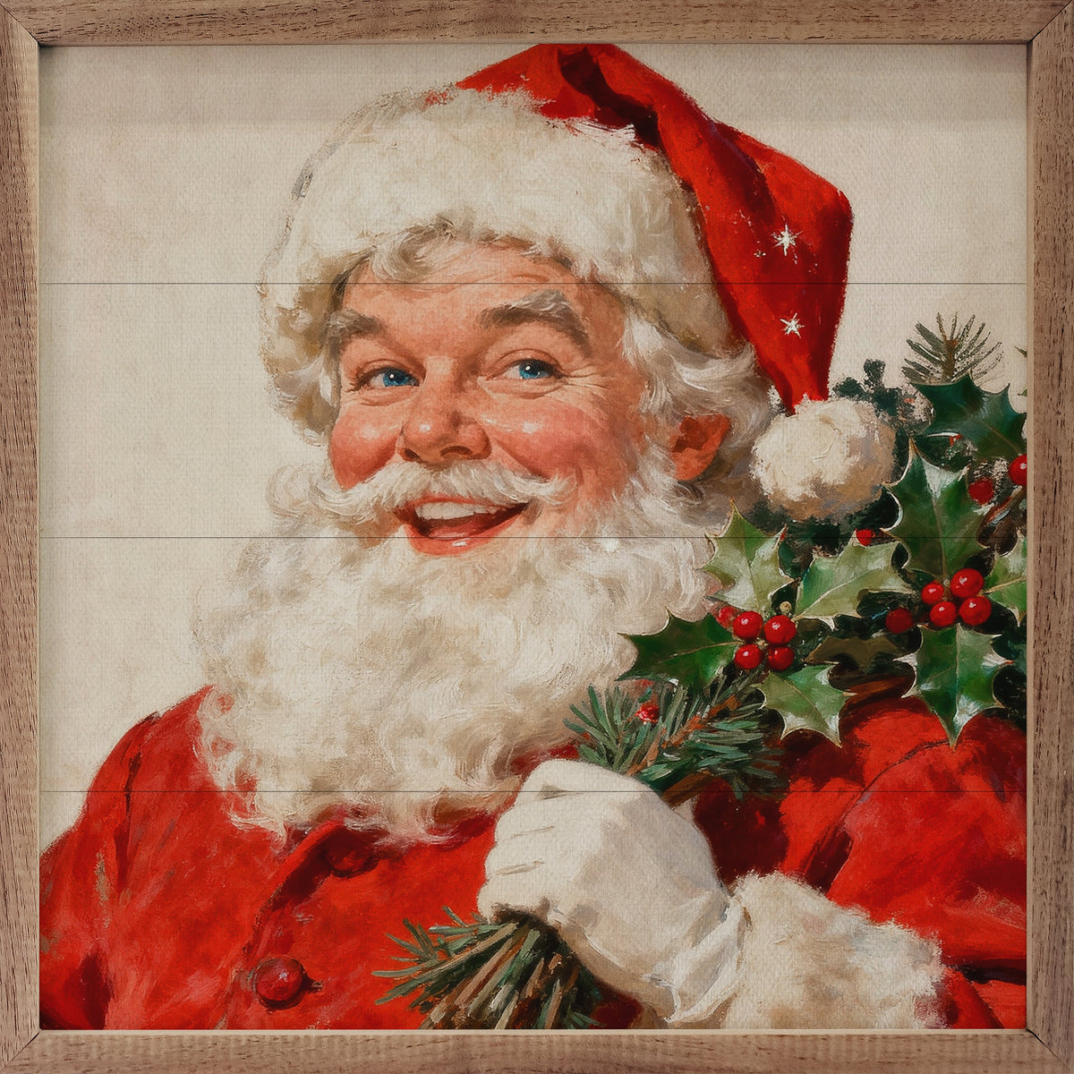 Santa Claus And Mistletoe Printed and Framed Wall Sign