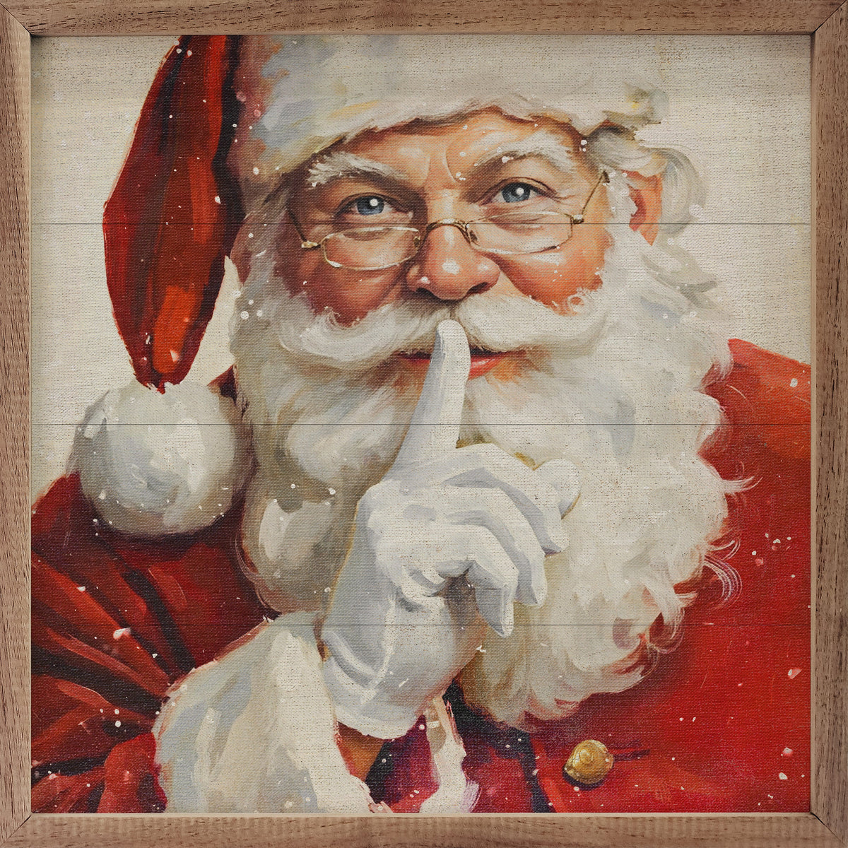 Shh Santa Claus White BG Printed and Framed Wall Sign