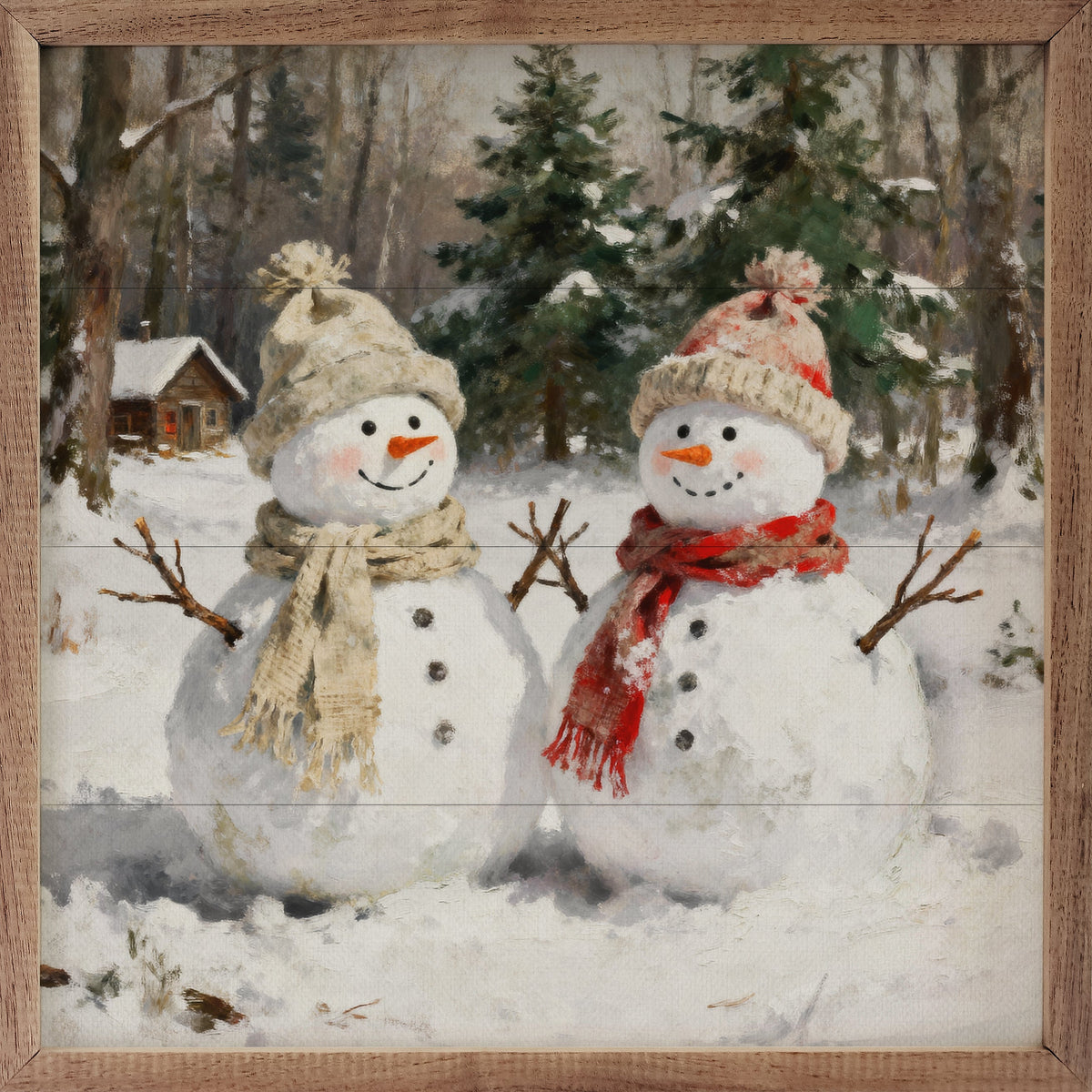 Snowman Pair Printed and Framed Wall Sign