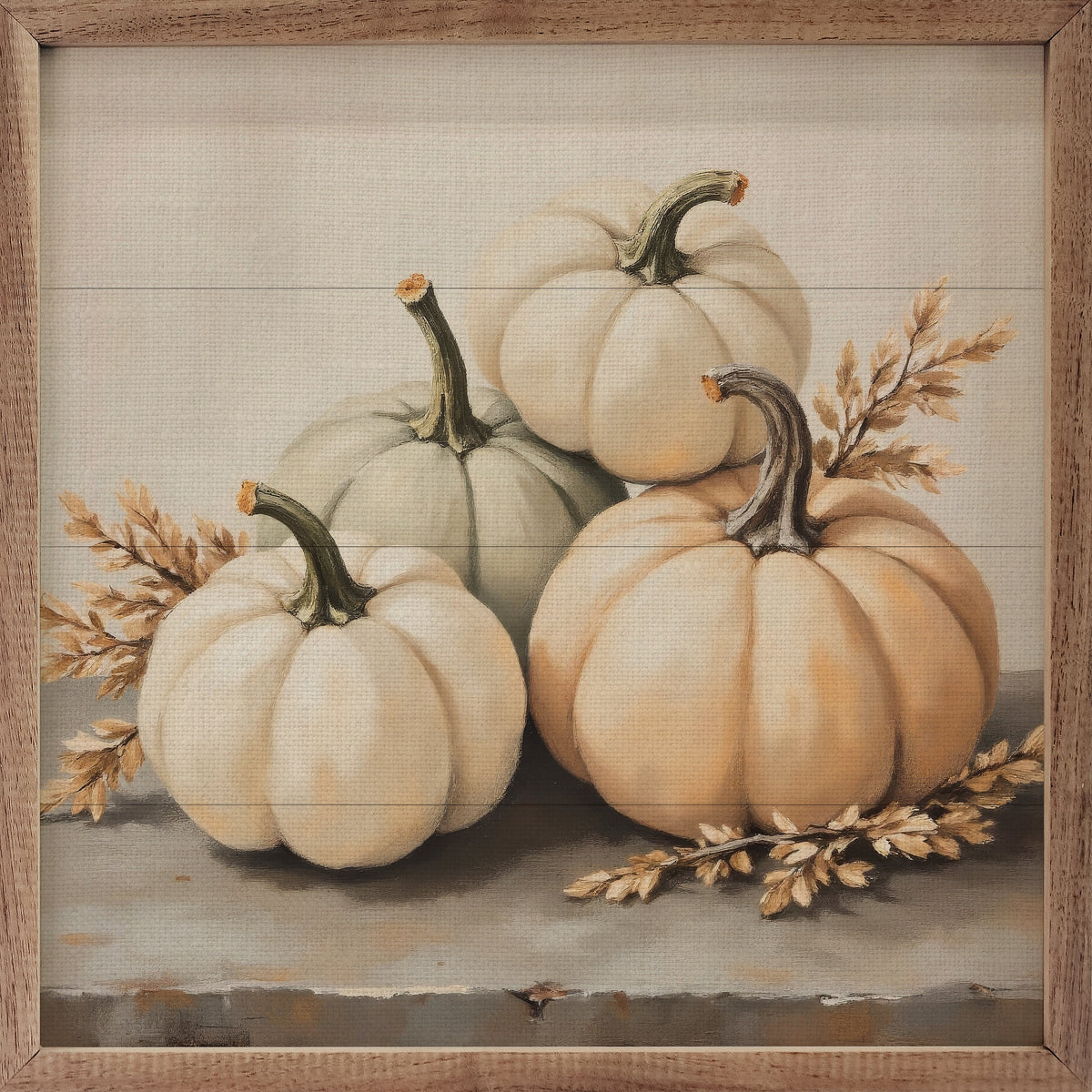 White Pumpkins Square Printed and Framed Wall Sign