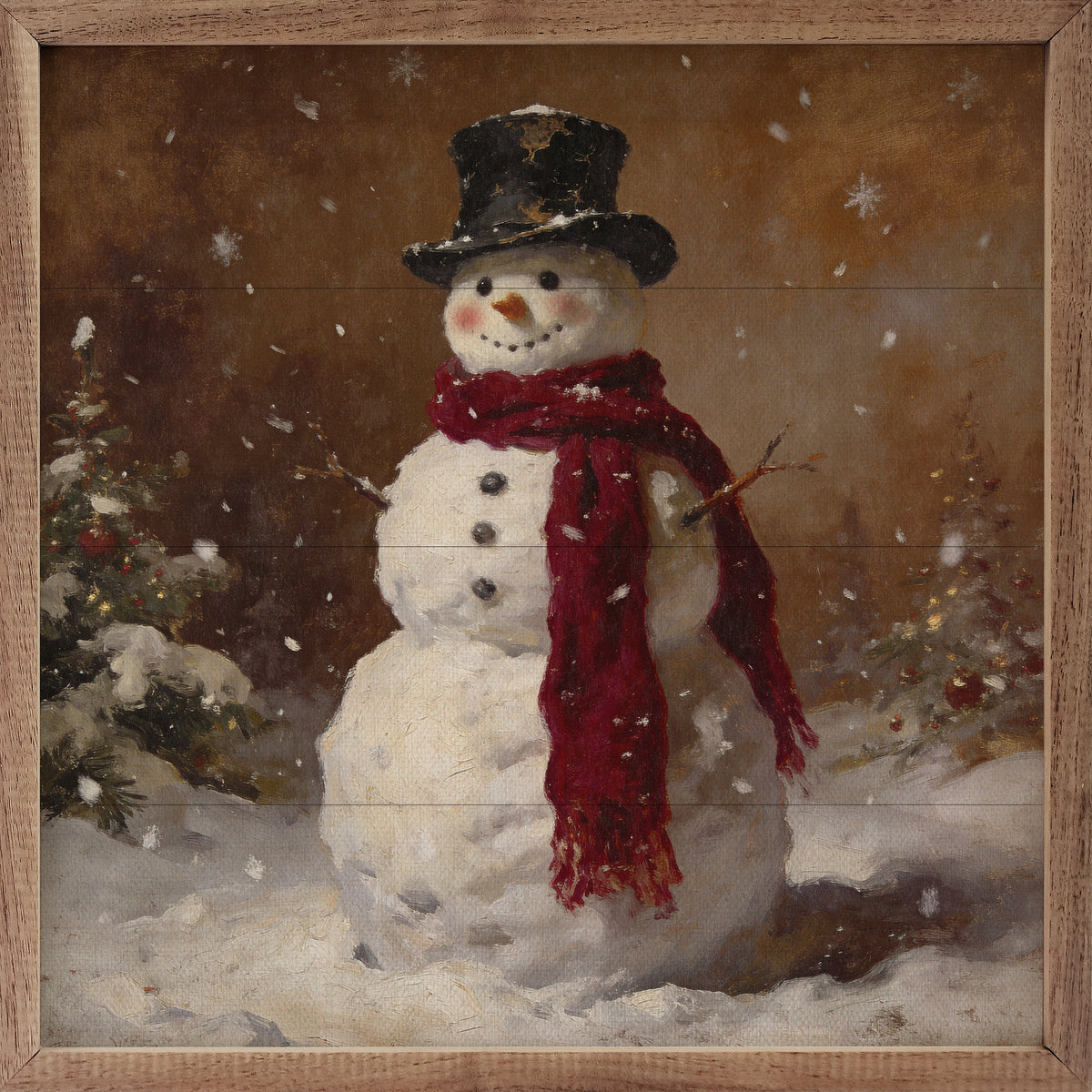 Woodland Snowman Printed and Framed Wall Sign