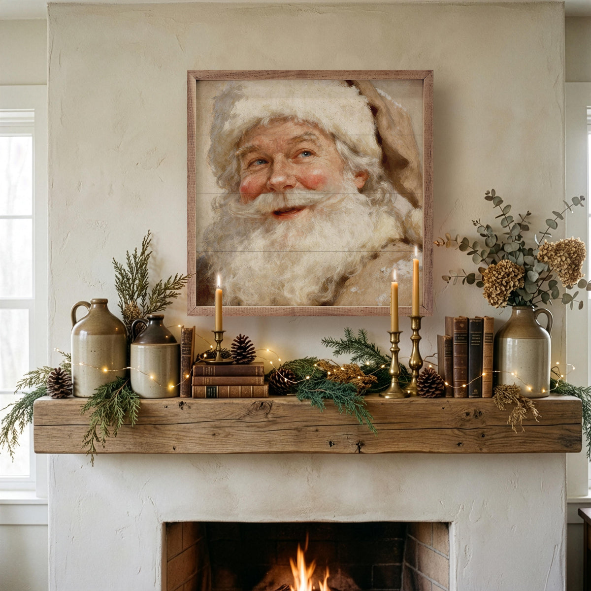 Santa's Portrait Printed and Framed Wall Sign