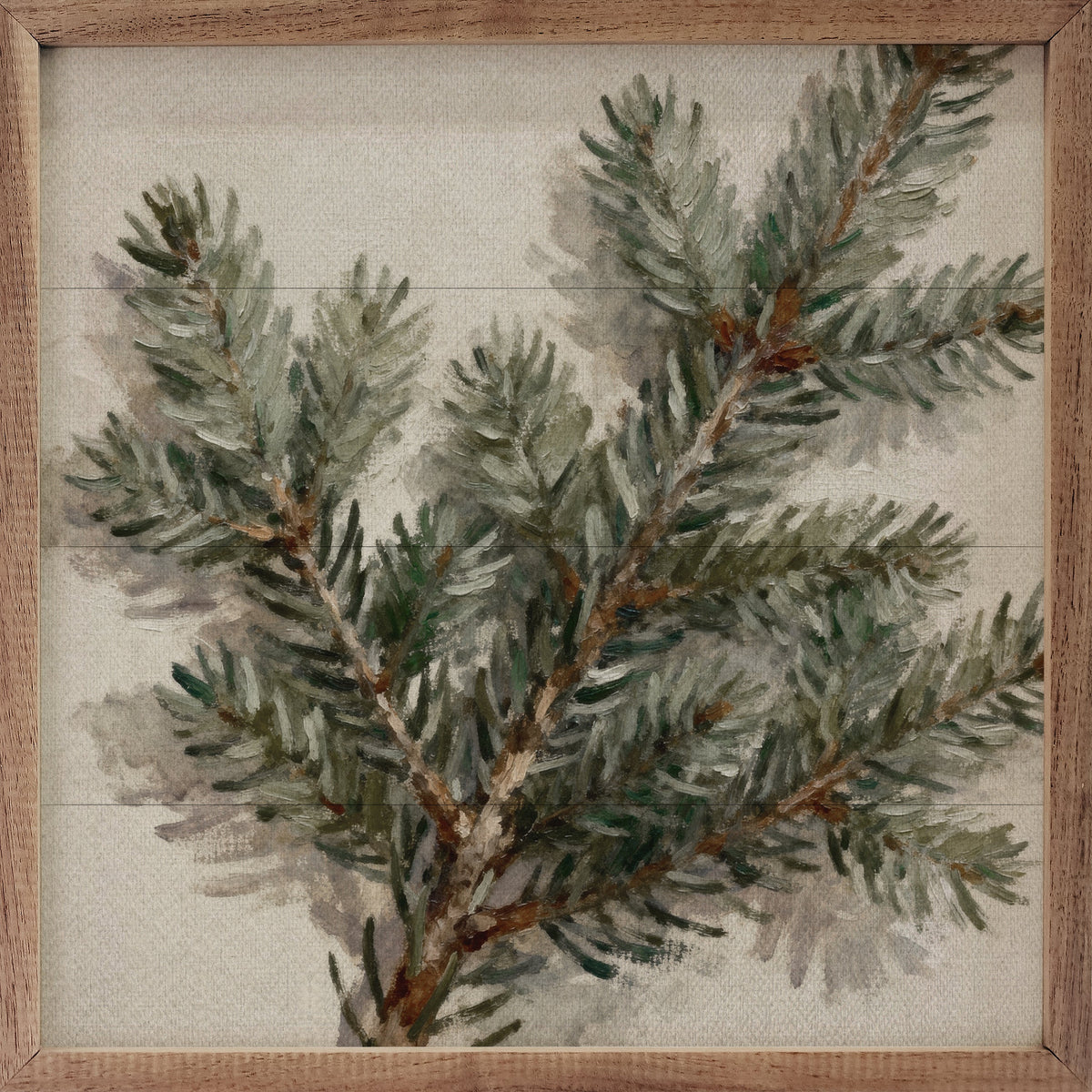 Simple Pine Branches Printed and Framed Wall Sign