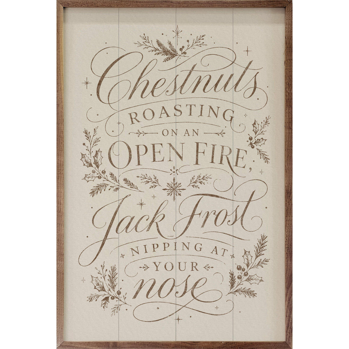 Chestnuts Roasting Typography Printed and Framed Wall Sign