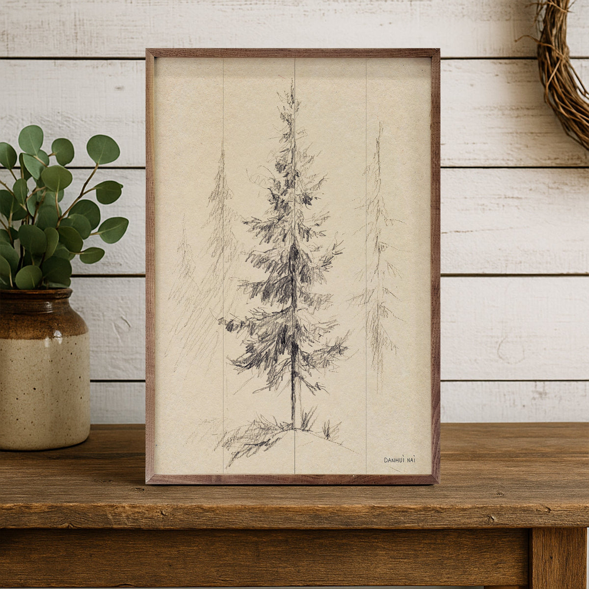Elegant Pine I By Danhui Nai Printed and Framed Wall Sign