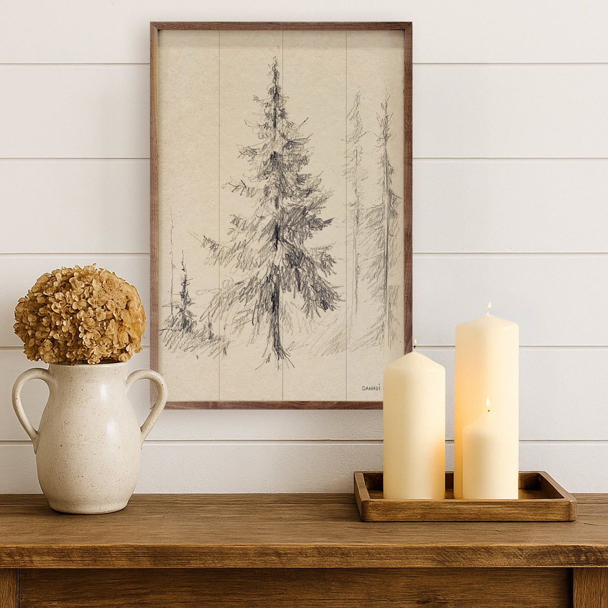 Elegant Pine II By Danhui Nai Printed and Framed Wall Sign