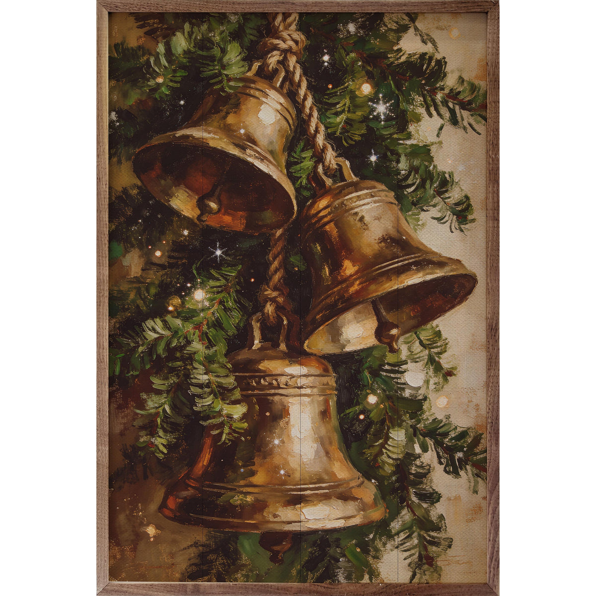 Evergreen Christmas Bells Printed and Framed Wall Sign