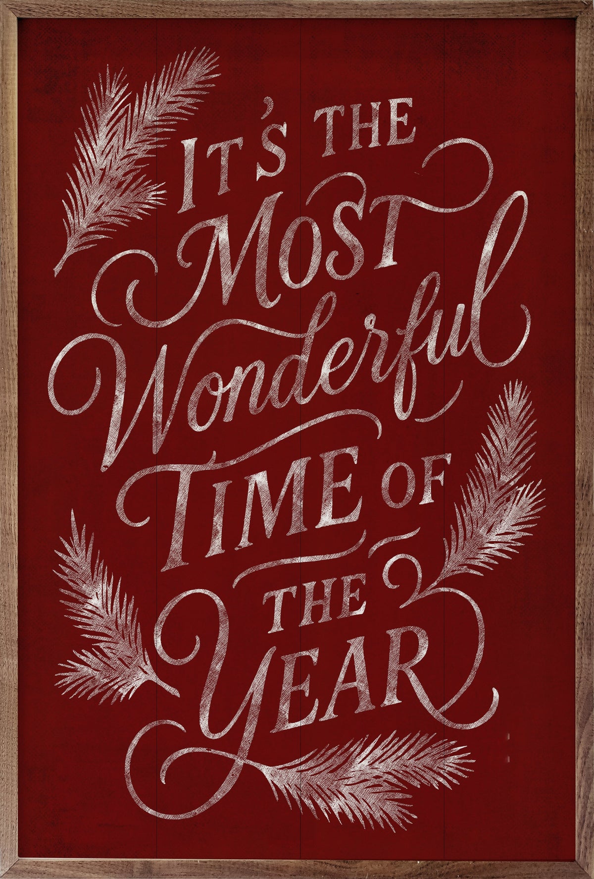 It's The Most Wonderful Time Pine Printed and Framed Wall Sign