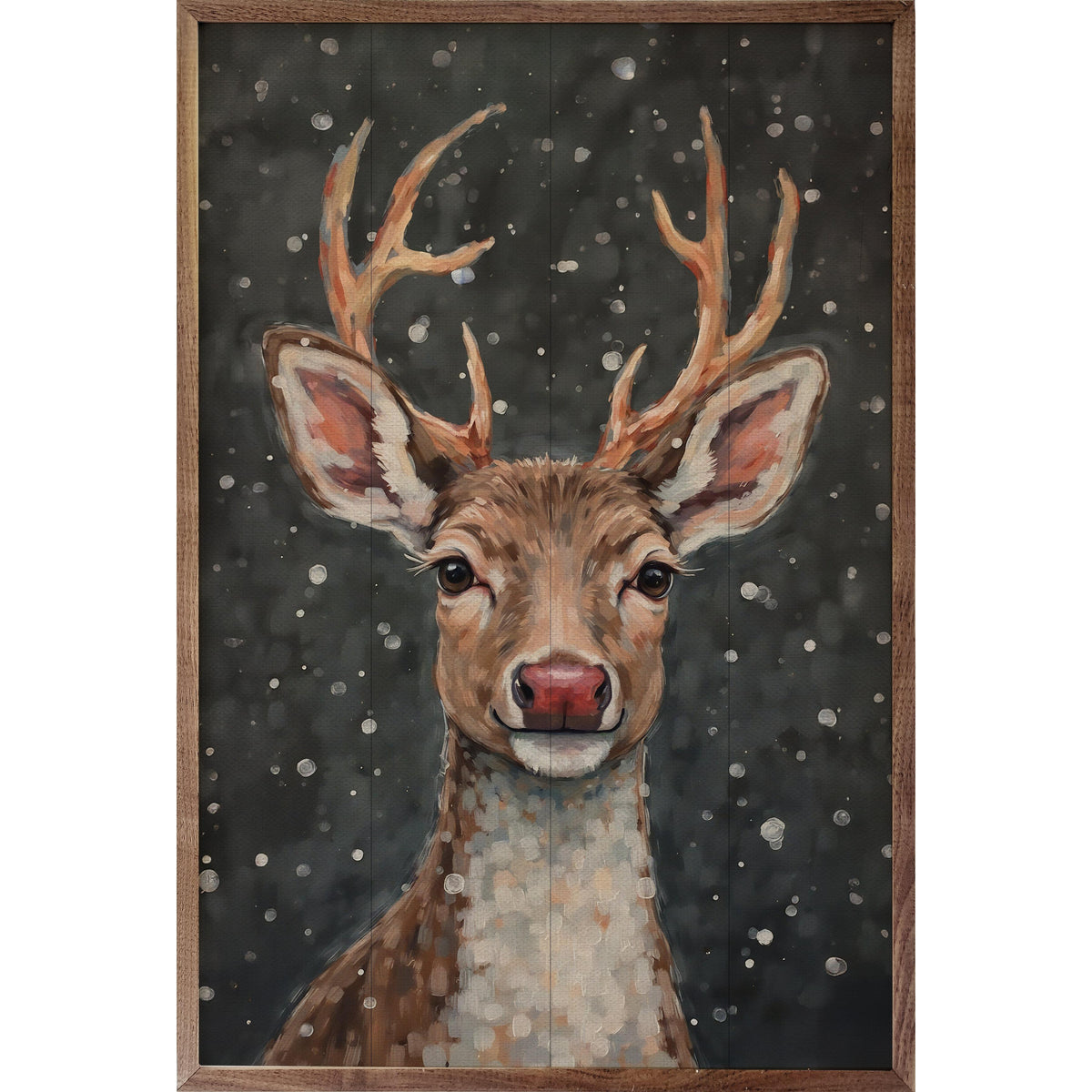 Reindeer With A Red Nose Printed and Framed Wall Sign